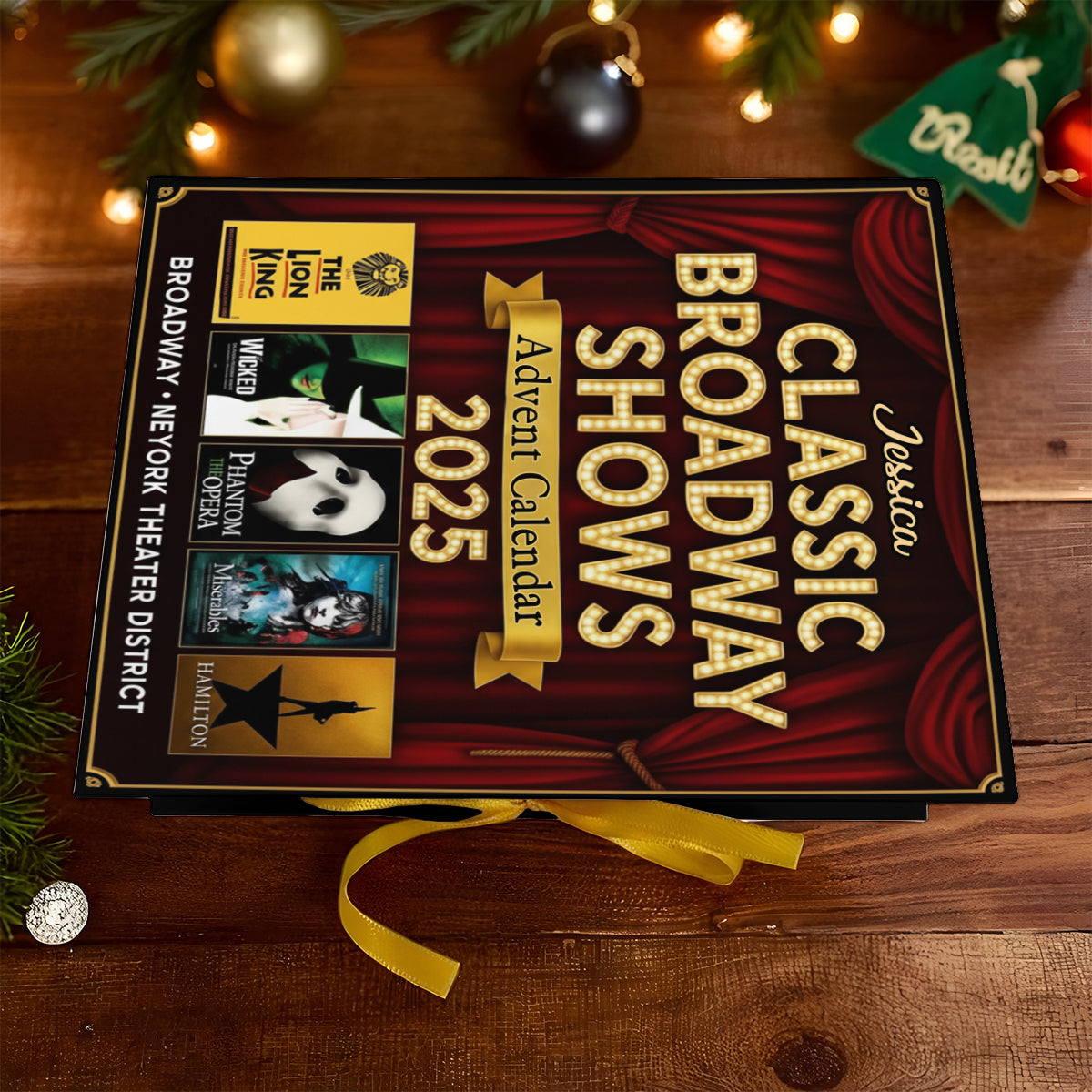 Musical Theatre - Personalized Wicked Movie Folded Advent Calendar With Ornaments