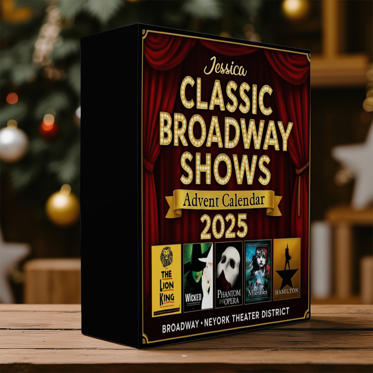 Musical Theatre - Personalized Wicked Movie Folded Advent Calendar With Ornaments