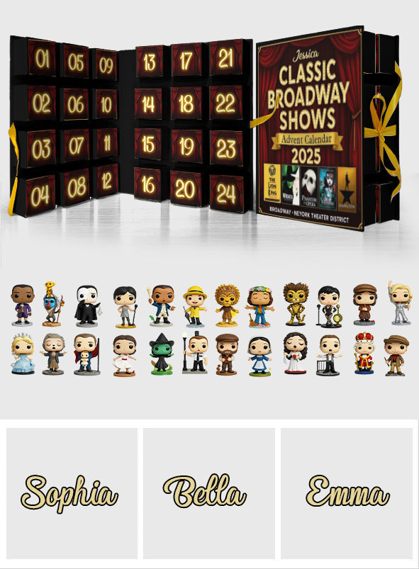 Musical Theatre - Personalized Wicked Movie Folded Advent Calendar With Ornaments