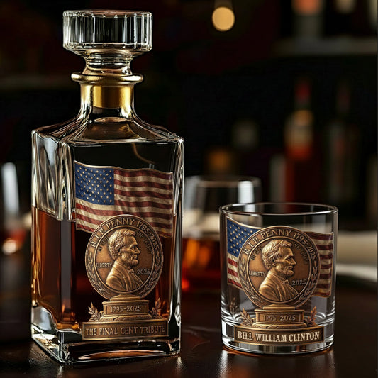 RIP Penny - Personalized Pontoon Whiskey Decanter Set