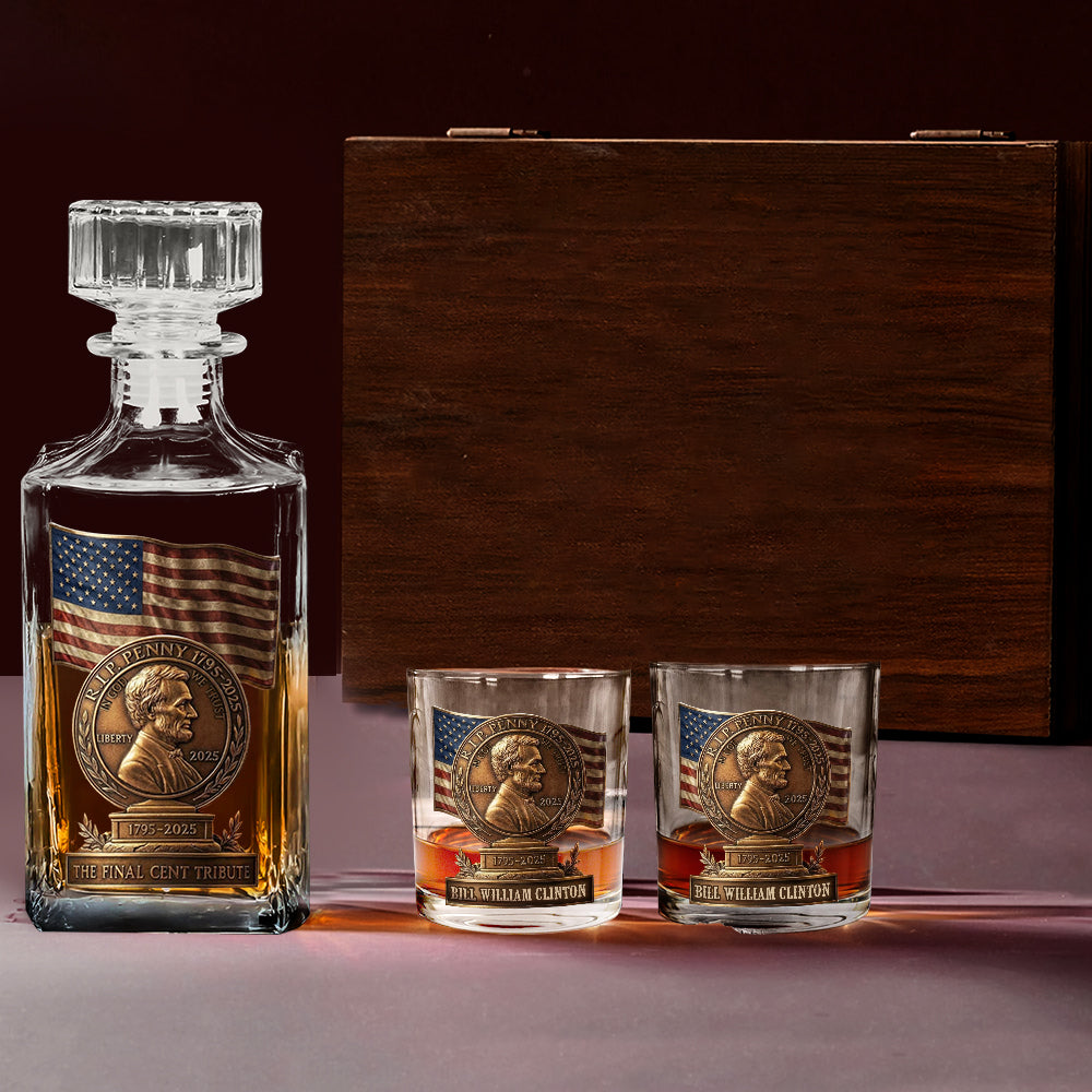 RIP Penny - Personalized Pontoon Whiskey Decanter Set