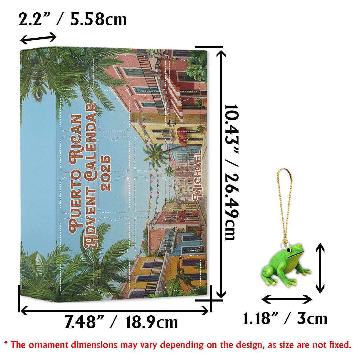 Puerto Rico Advent Calendar 2025 - Personalized Expats Advent Calendar With Ornaments