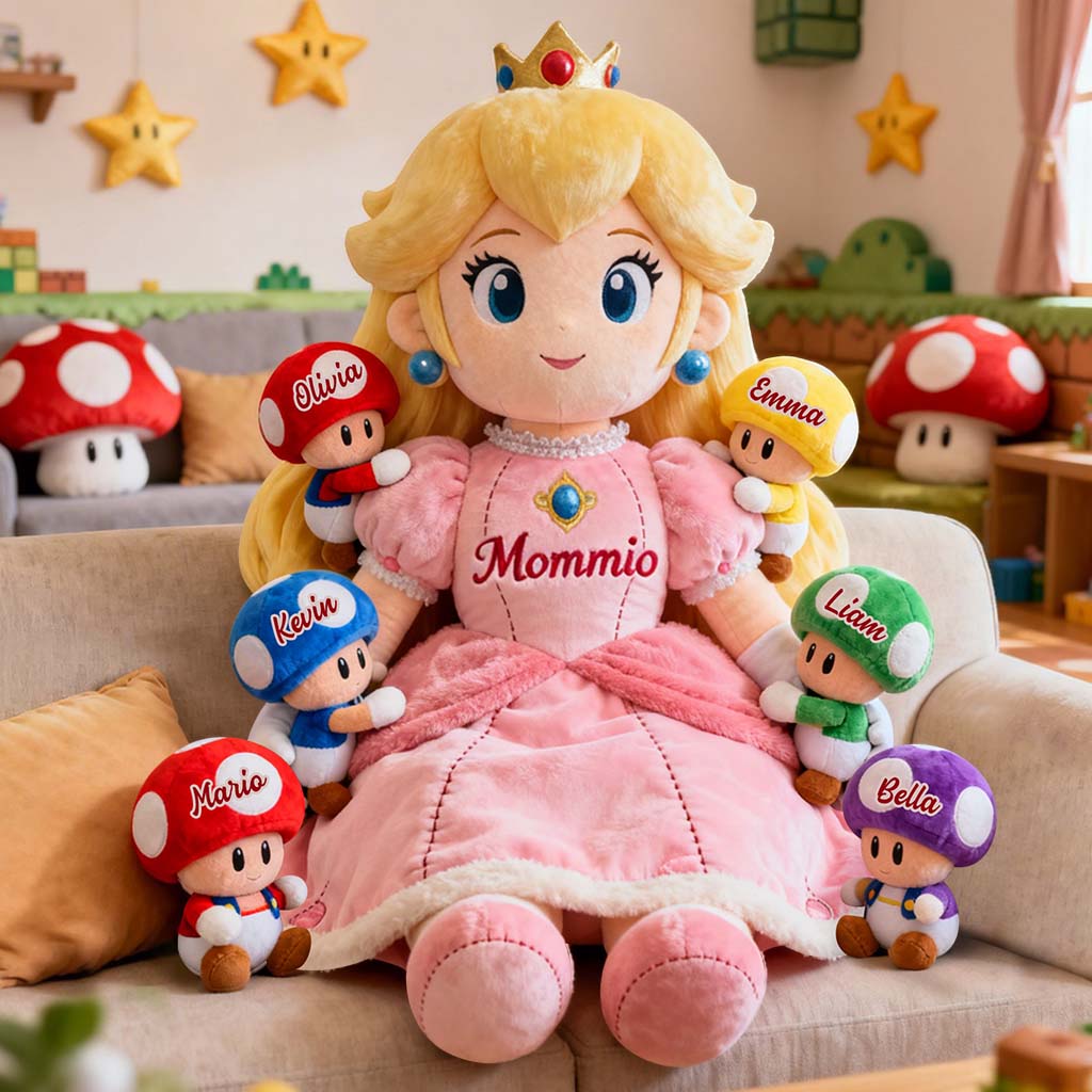 Mom Of Mushrooms - Personalized Super Plumber Premium Faux Fur Pillow