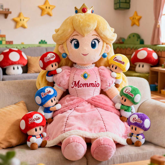 Mom Of Mushrooms - Personalized Super Plumber Premium Faux Fur Pillow