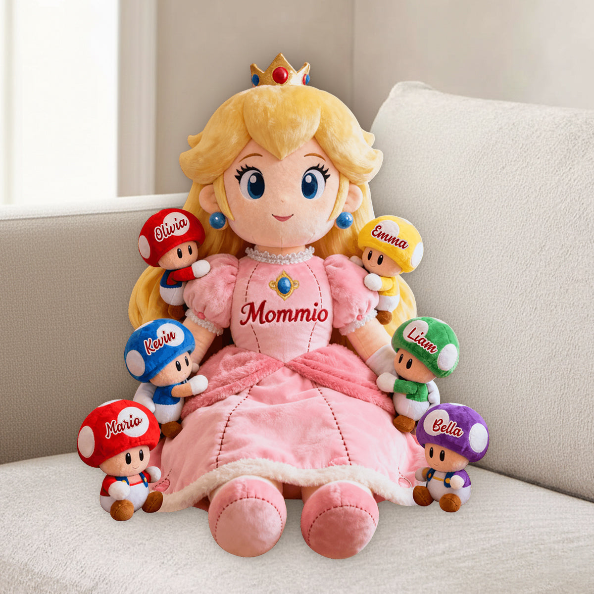 Mom Of Mushrooms - Personalized Super Plumber Premium Faux Fur Pillow