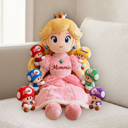 Mom Of Mushrooms - Personalized Super Plumber Premium Faux Fur Pillow