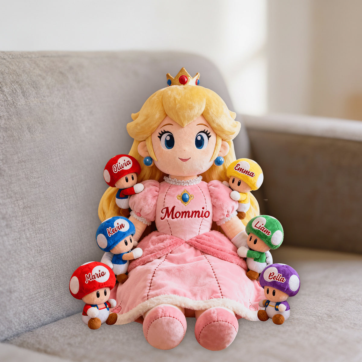 Mom Of Mushrooms - Personalized Super Plumber Premium Faux Fur Pillow