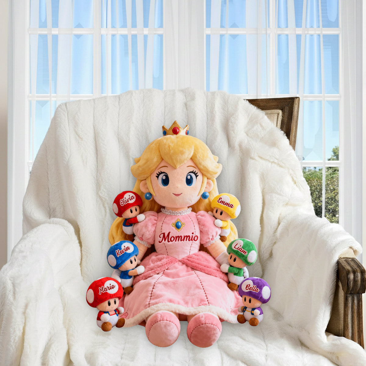 Mom Of Mushrooms - Personalized Super Plumber Premium Faux Fur Pillow