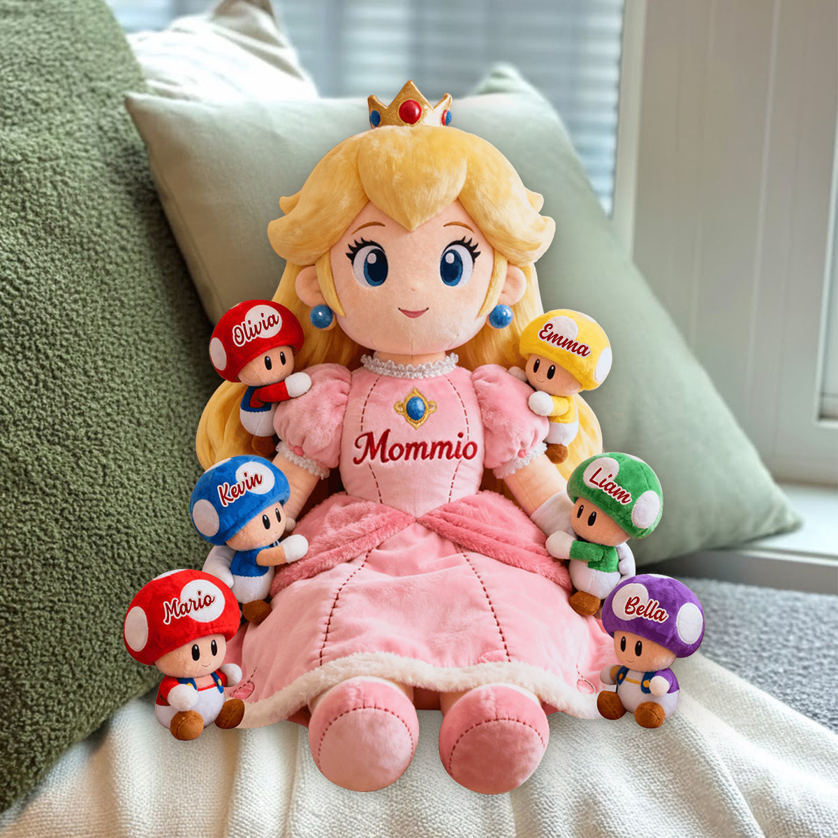 Mom Of Mushrooms - Personalized Super Plumber Premium Faux Fur Pillow