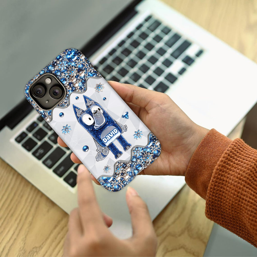 Cute Dog - Personalized Blue Dog Full Print Phone Case