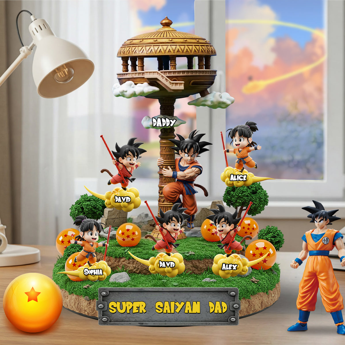 Strong Dad - Personalized Seven Balls Custom Shaped Acrylic Plaque