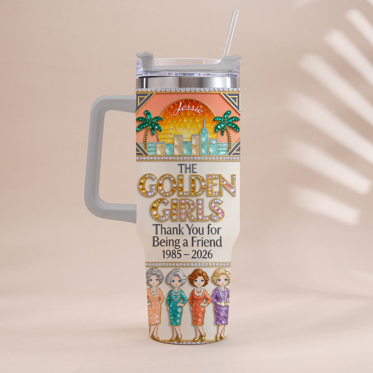 Thank You For Being A Friend - Personalized Tumbler With Handle