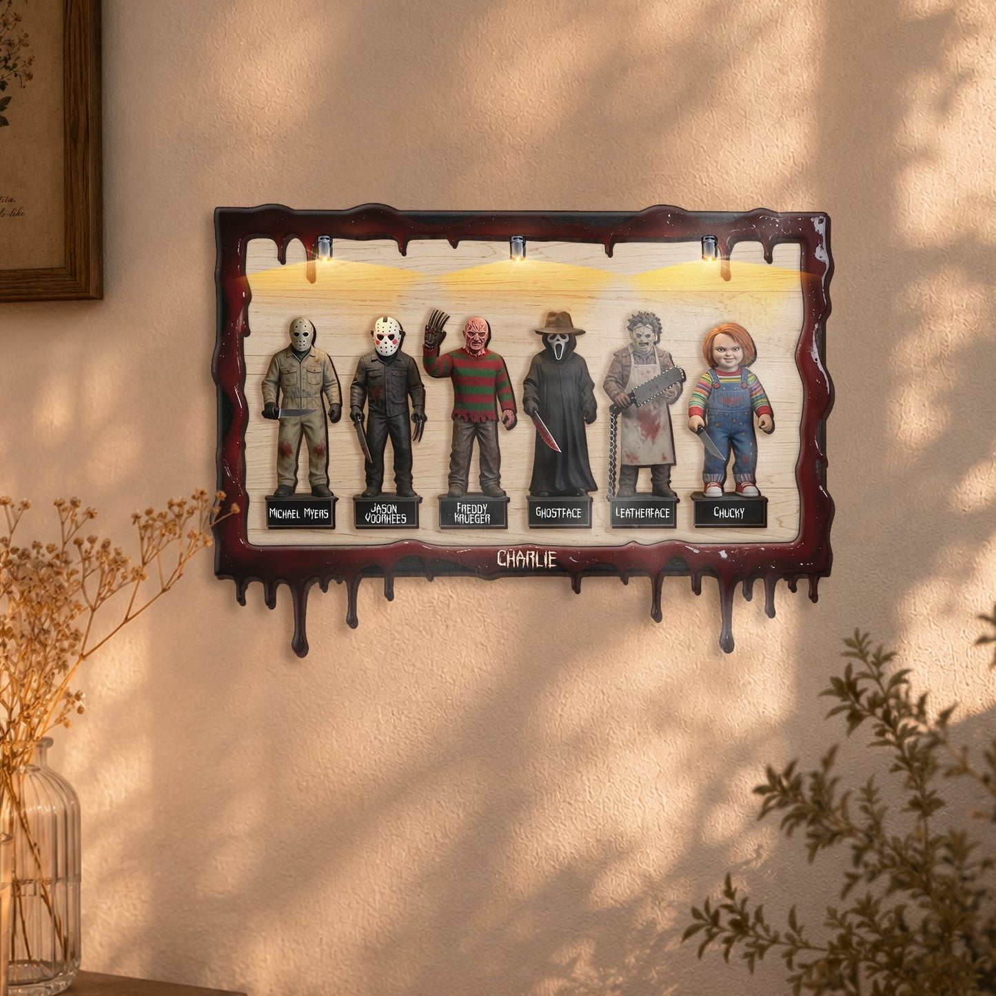 Horror Movie Fan - Personalized Horror Character Wooden Light Shadow Box