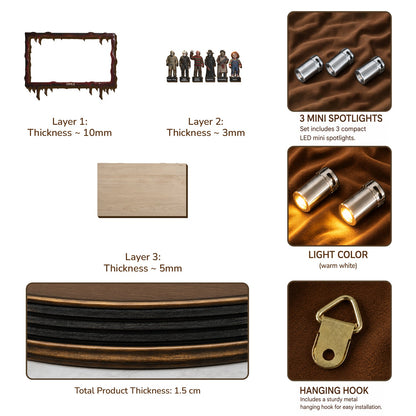 Horror Movie Fan - Personalized Horror Character Wooden Light Shadow Box