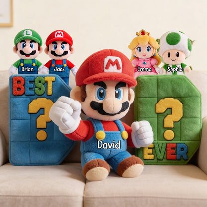 Super Dadio - Gift For Father - Personalized Super Plumber Premium Faux Fur Pillow