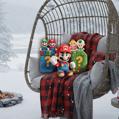 Super Dadio - Gift For Father - Personalized Super Plumber Premium Faux Fur Pillow