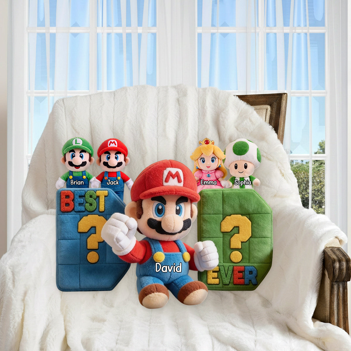 Super Dadio - Gift For Father - Personalized Super Plumber Premium Faux Fur Pillow