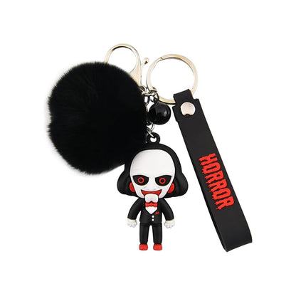 Horror Movie Figure Keychain with Plush & Bell