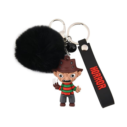 Horror Movie Figure Keychain with Plush & Bell