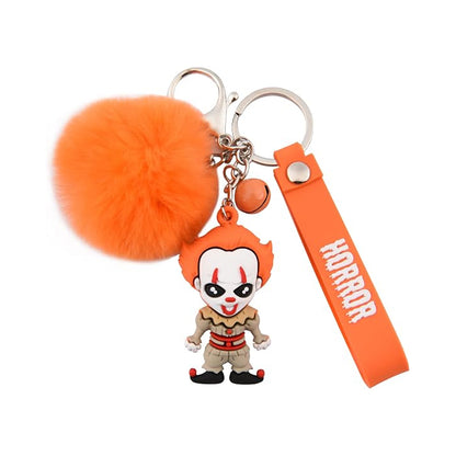 Horror Movie Figure Keychain with Plush & Bell