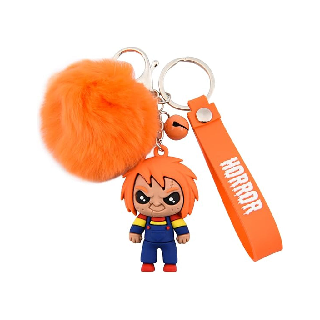 Horror Movie Figure Keychain with Plush & Bell