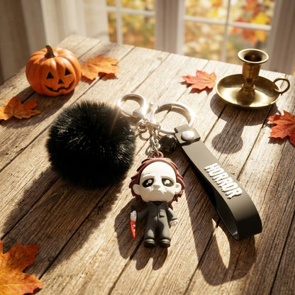 Horror Movie Figure Keychain with Plush & Bell