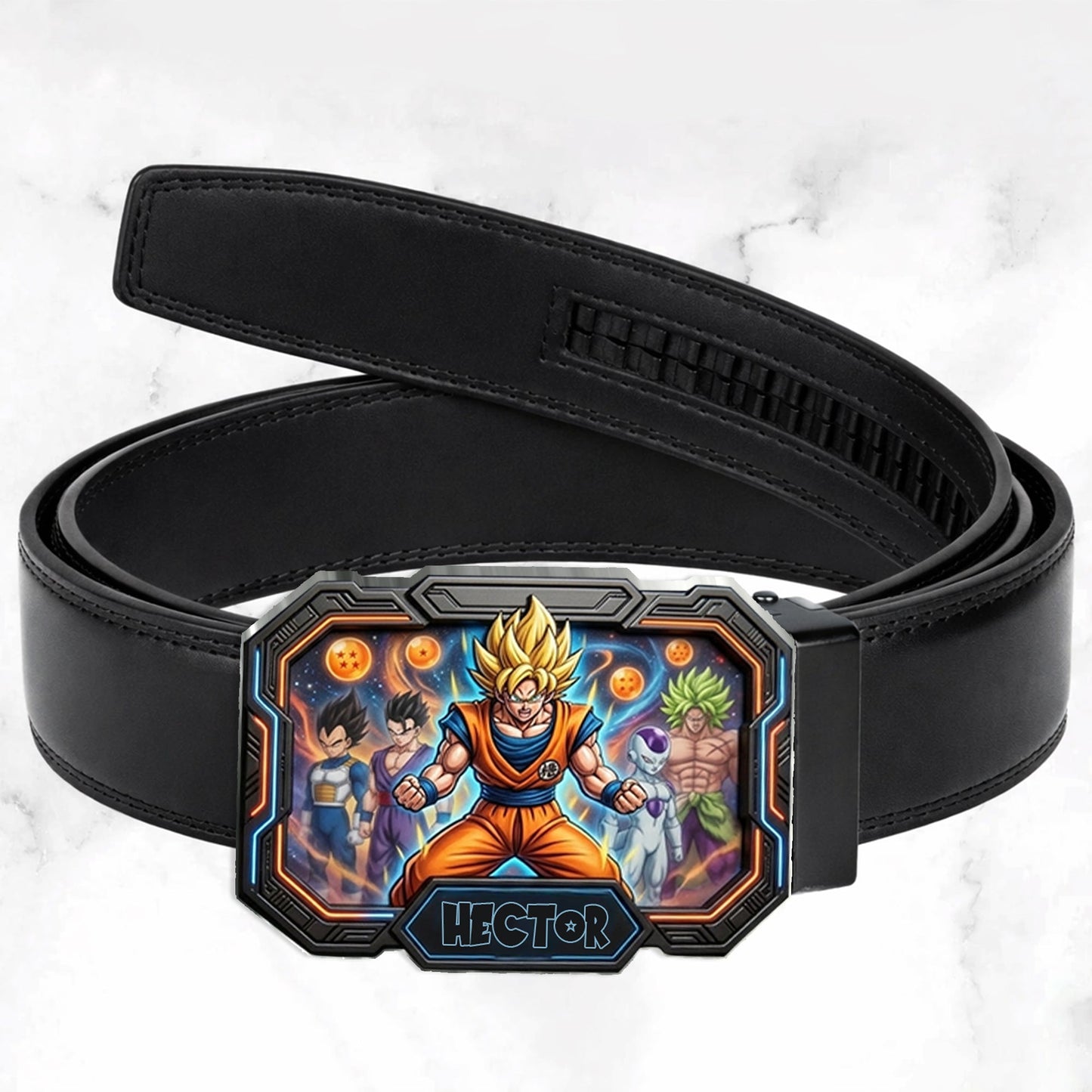 Strongest Warrior - Personalized Seven Balls Leather Belt With Shaped Buckle