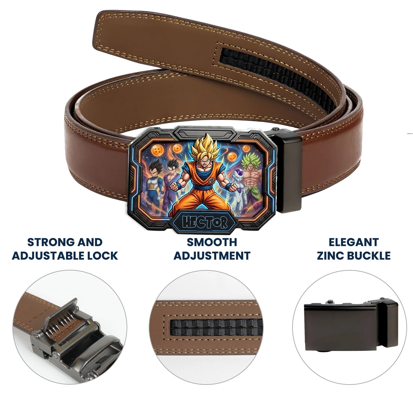 Strongest Warrior - Personalized Seven Balls Leather Belt With Shaped Buckle
