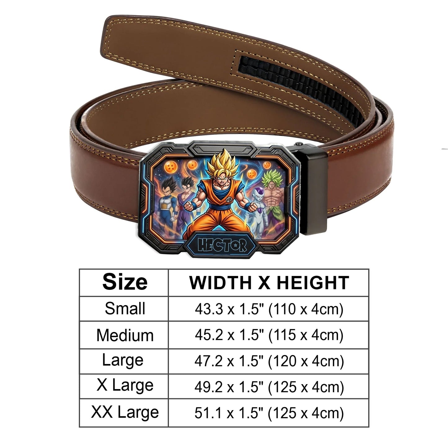 Strongest Warrior - Personalized Seven Balls Leather Belt With Shaped Buckle