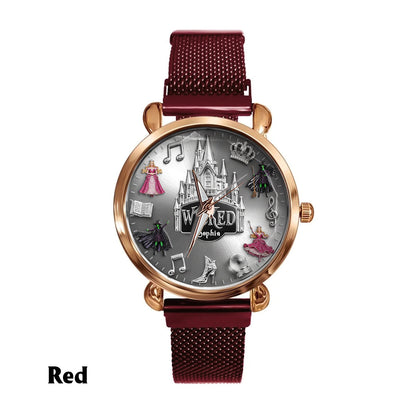Witch and Princess Harmony - Personalized Green and Pink Women Hand Watch