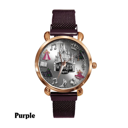 Witch and Princess Harmony - Personalized Green and Pink Women Hand Watch
