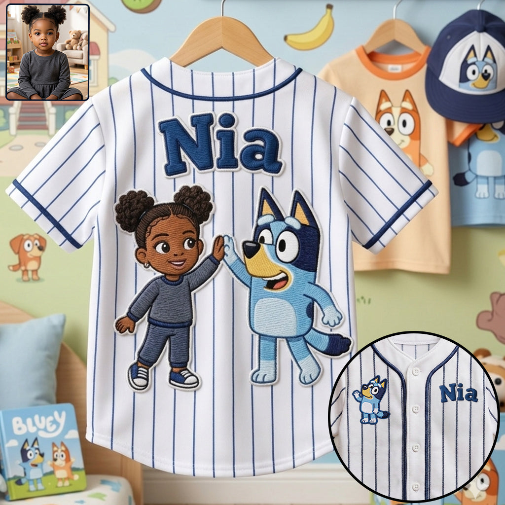 Blue Dog Friend - Personalized Blue Dog Baseball Jersey