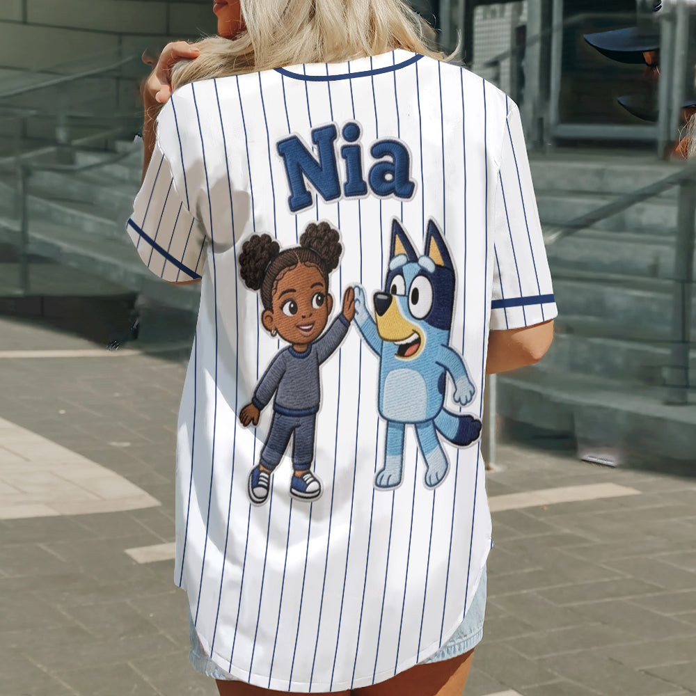 Blue Dog Friend - Personalized Blue Dog Baseball Jersey