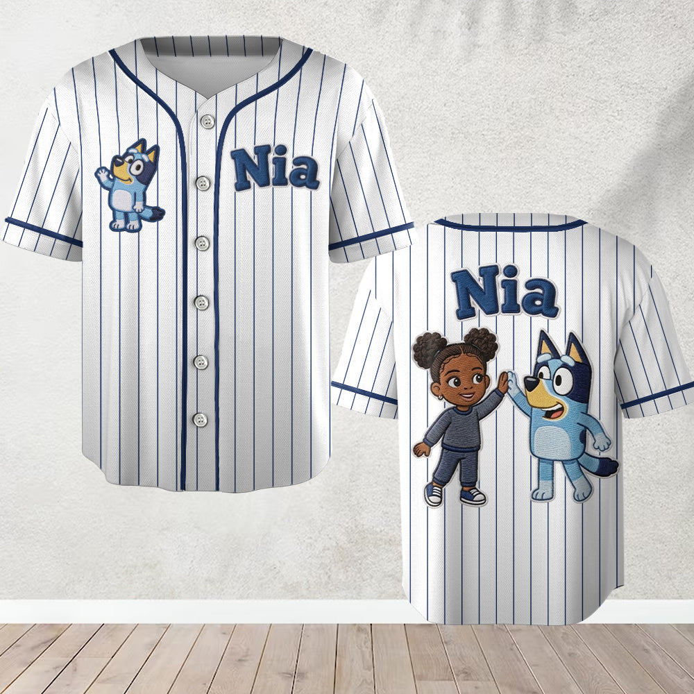 Blue Dog Friend - Personalized Blue Dog Baseball Jersey