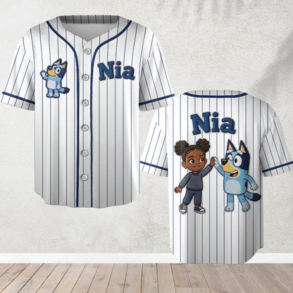 Blue Dog Friend - Personalized Blue Dog Baseball Jersey