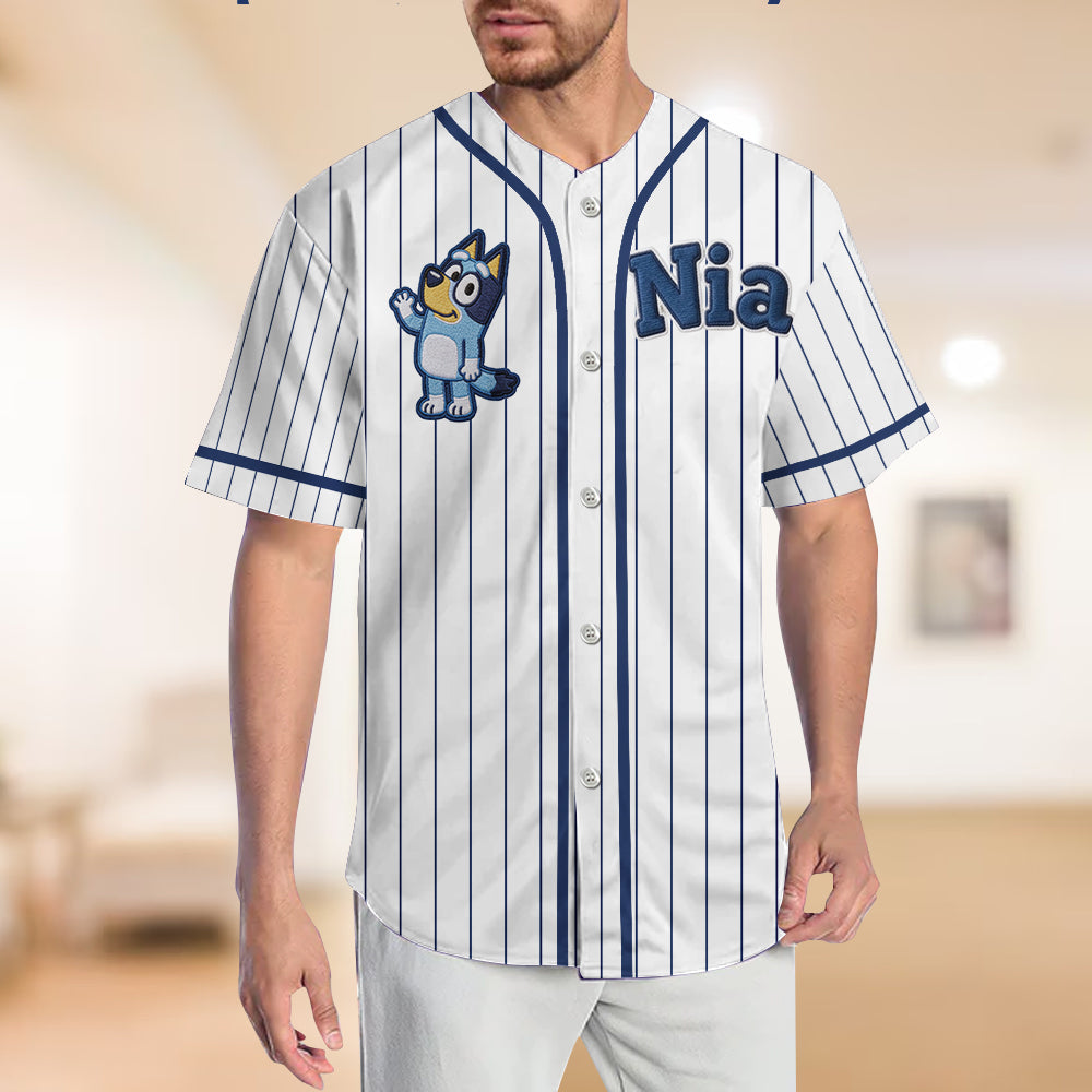 Blue Dog Friend - Personalized Blue Dog Baseball Jersey