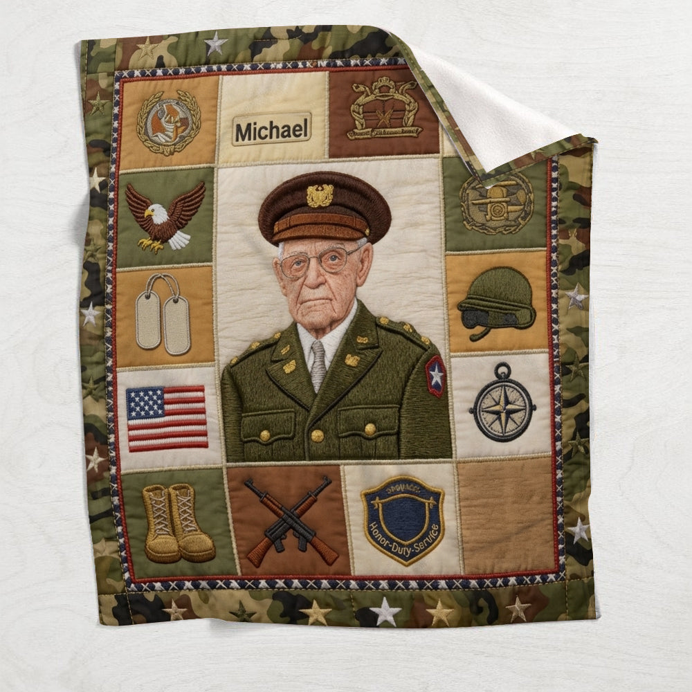 Honor Duty Service - Personalized Veteran Blanket