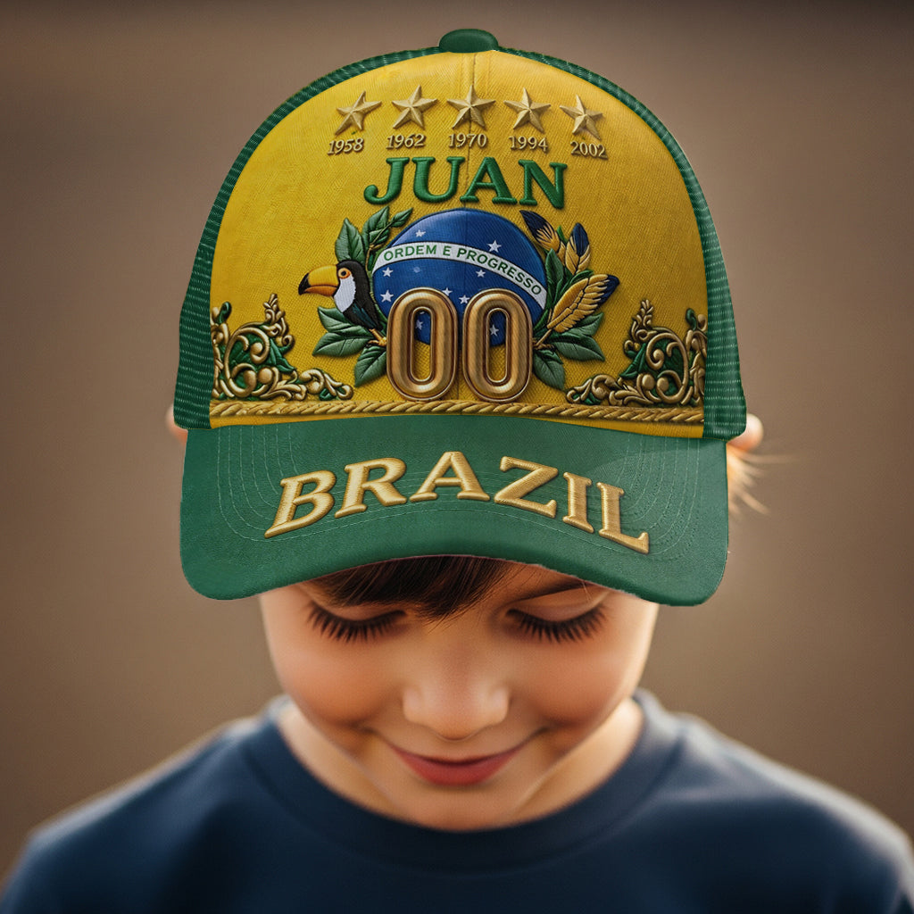 Brazil Five Times Champion - Personalized Soccer Classic Cap