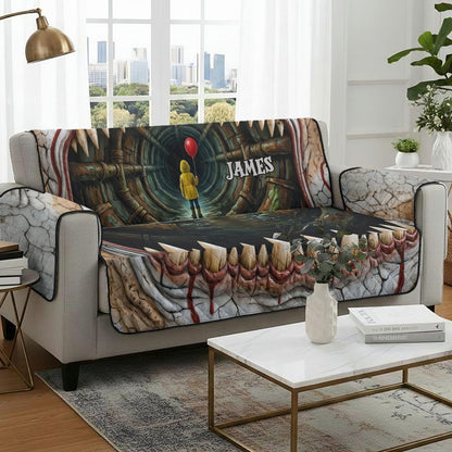You'll Float Too - Personalized Horror Character Quilted Sofa/Couch Cover