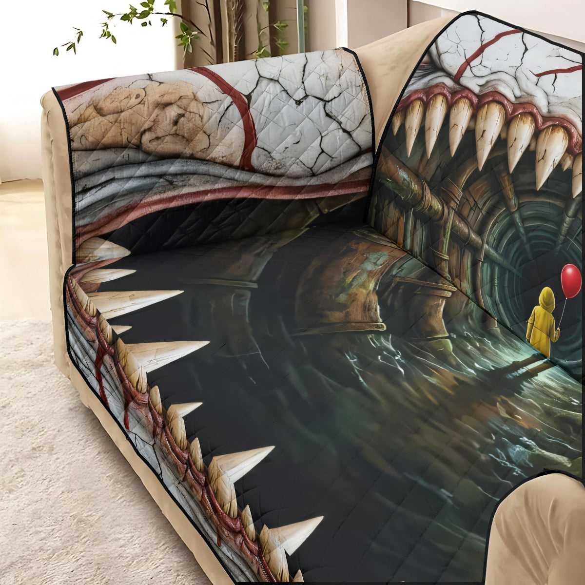 You'll Float Too - Personalized Horror Character Quilted Sofa/Couch Cover