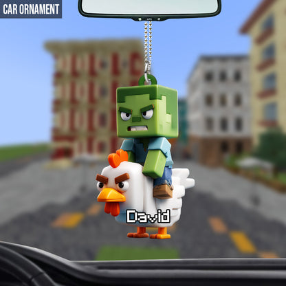 Chicken Jockey! - Personalized Block World Car Ornament