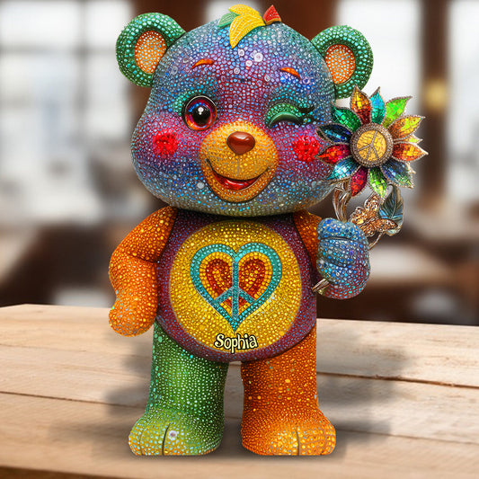 Peace Bear - Personalized Hippie Custom Shaped Acrylic Plaque