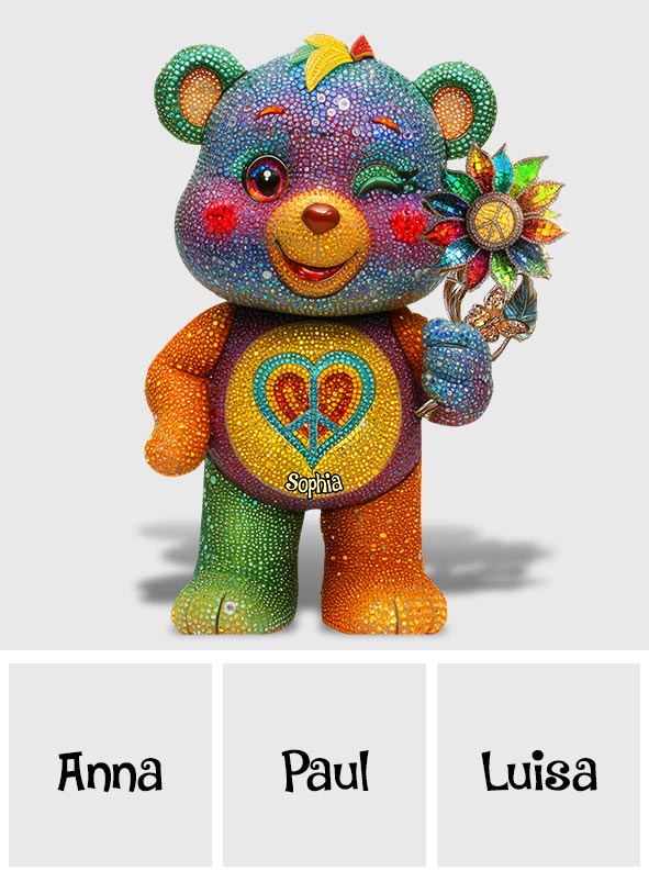 Peace Bear - Personalized Hippie Custom Shaped Acrylic Plaque