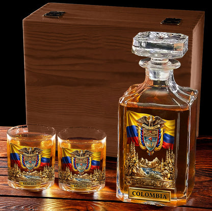 Proud Colombian - Personalized Expats Whiskey Decanter Set