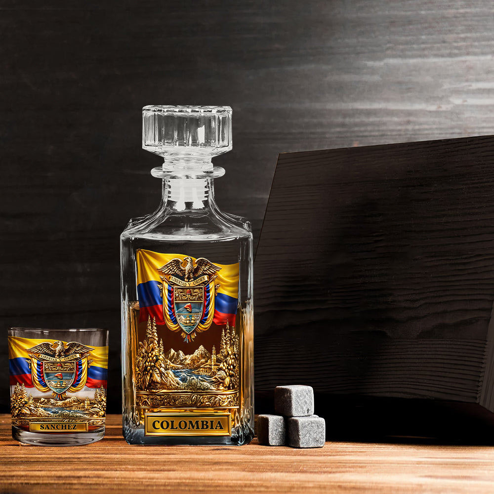 Proud Colombian - Personalized Expats Whiskey Decanter Set
