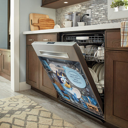 Funny Blue Puppy Wash Dishes - Personalized Blue Dog Dishwasher Cover