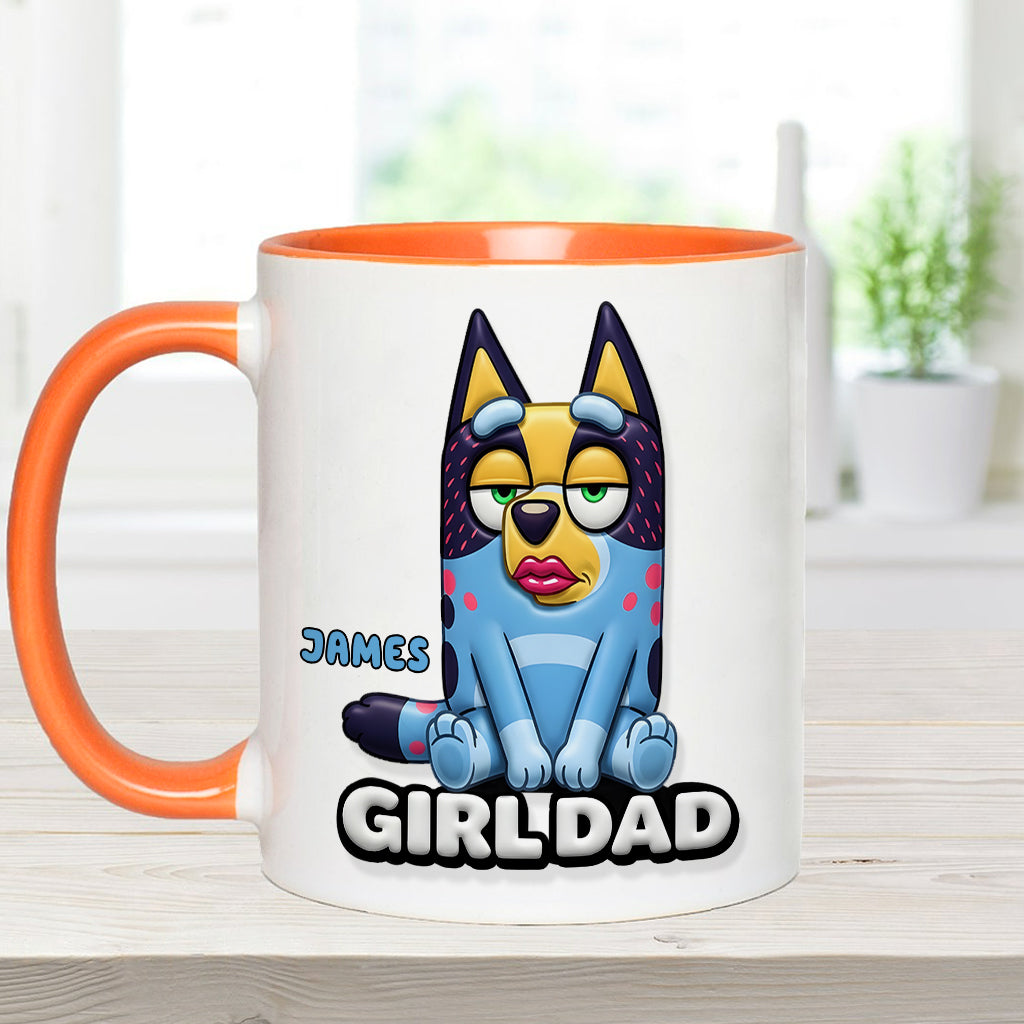 Girl Dad Funny - Personalized Blue Dog Accent Mug