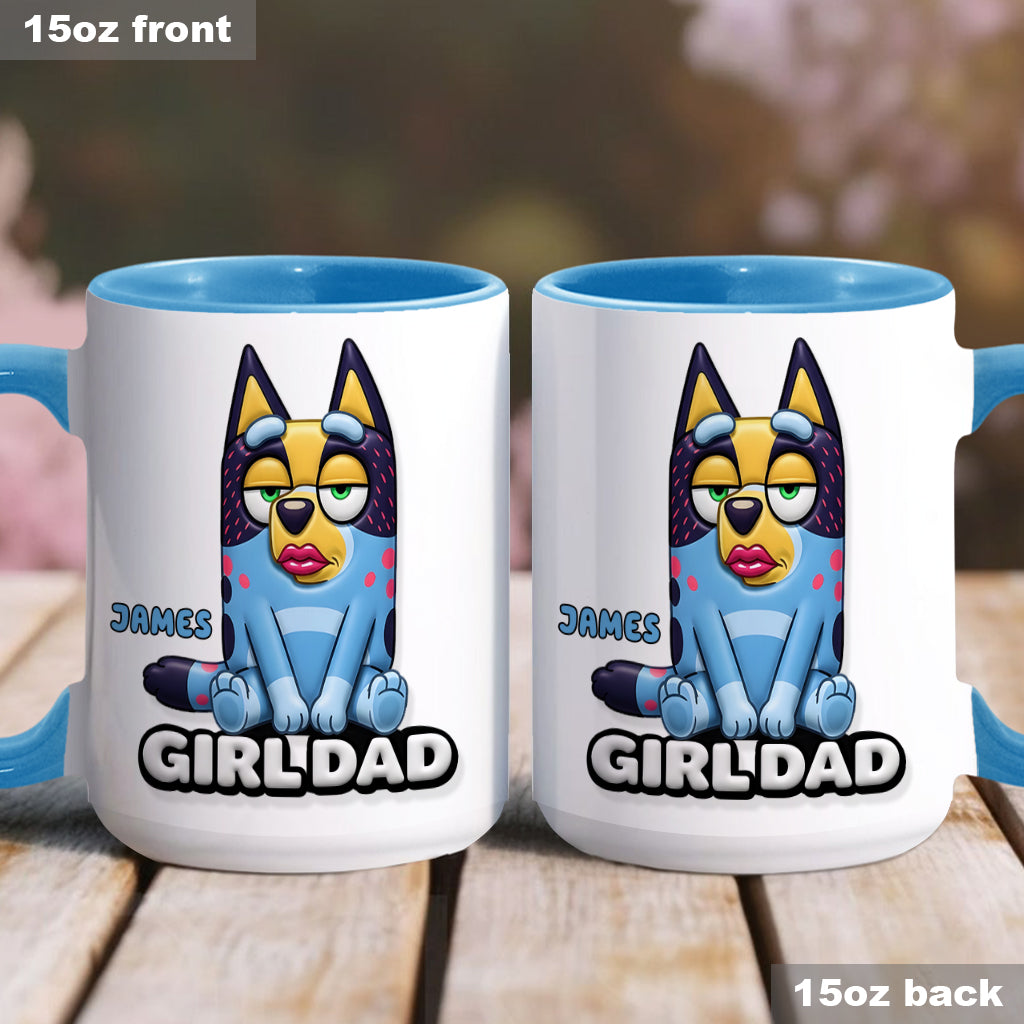 Girl Dad Funny - Personalized Blue Dog Accent Mug