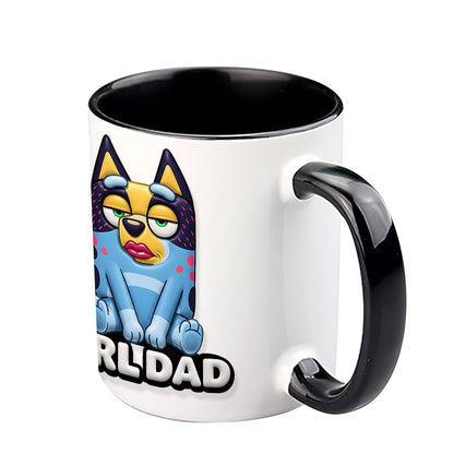 Girl Dad Funny - Personalized Blue Dog Accent Mug