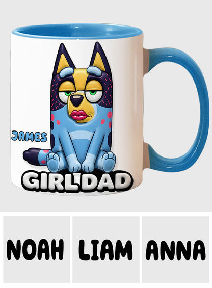 Girl Dad Funny - Personalized Blue Dog Accent Mug